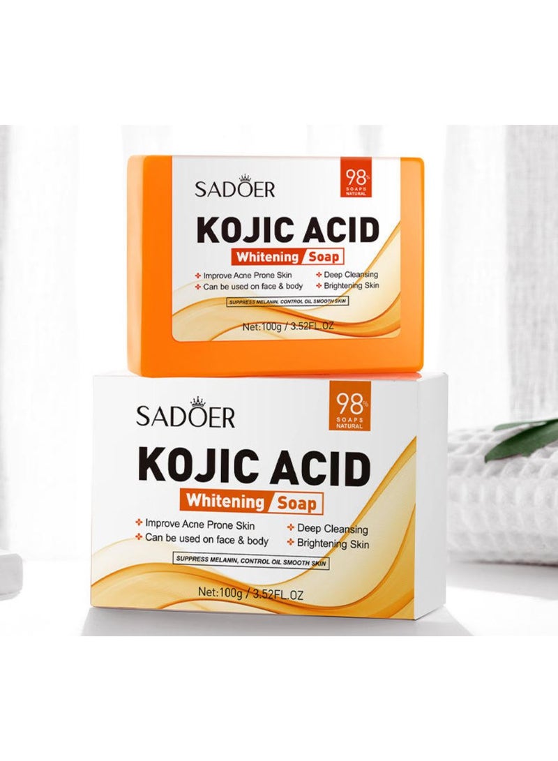SADOER Kojic Acid Whitening Soap 6 x 100g | Improve Ace Prone Skin | Deep Cleansing | Can Be Used on Face & Body - Image 3
